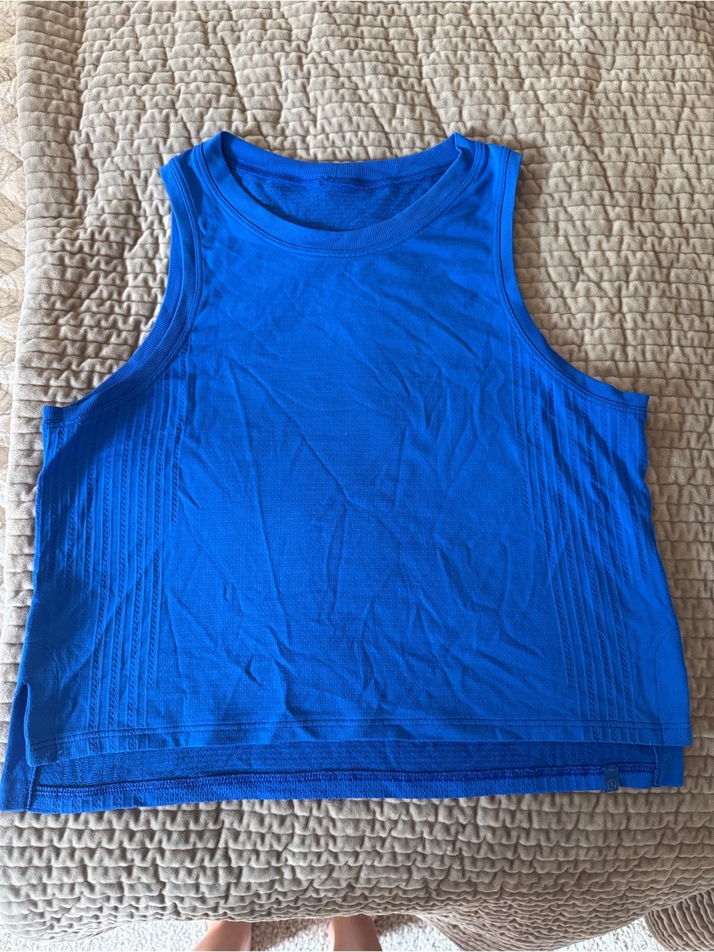 Bright Blue Ribbed Running Tank Top
